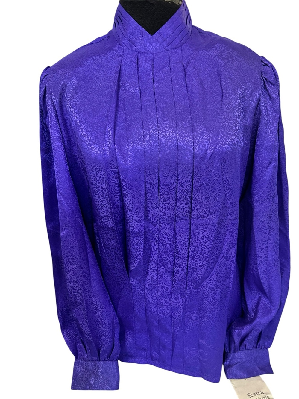 Vintage New Christie & Jill Blouse Top Sz 12 Silky Pleated Purple Jewel Tone
